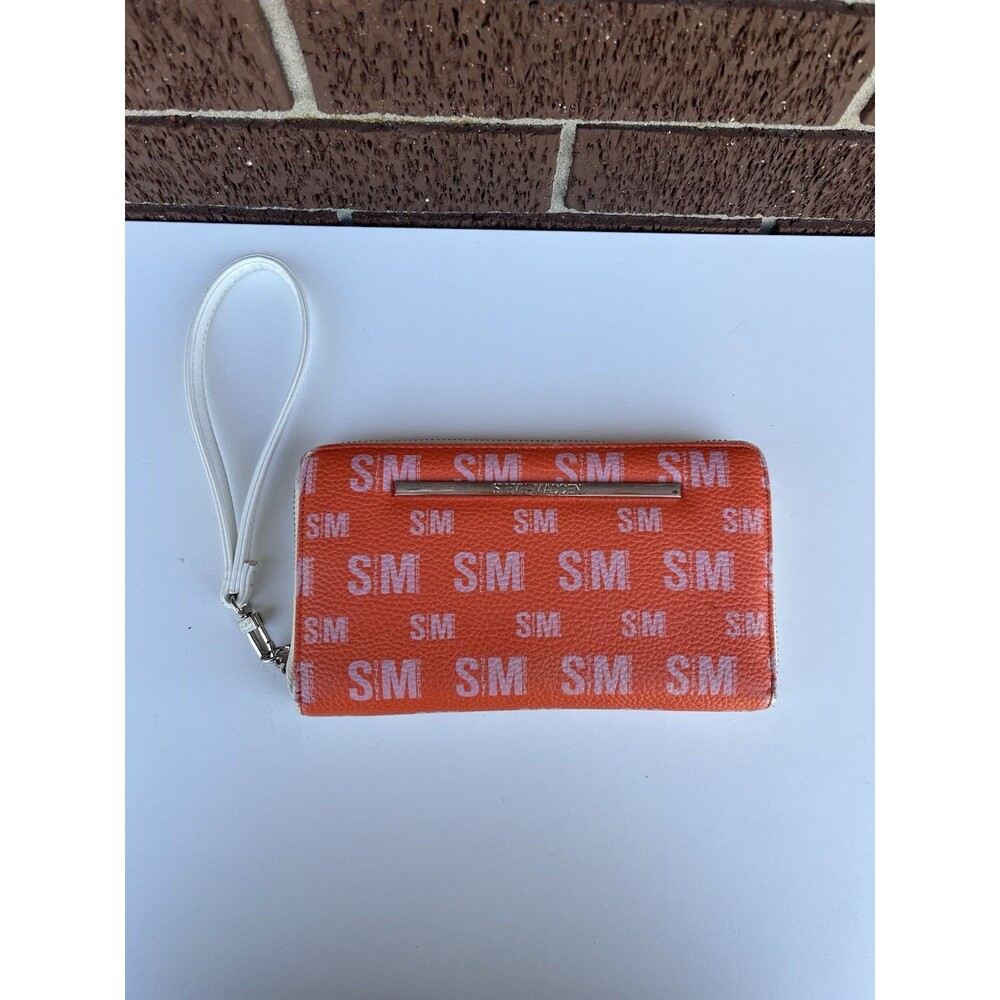Steve Madden BZIP-LO Orange Pink Multi Logo Zip Around Wallet